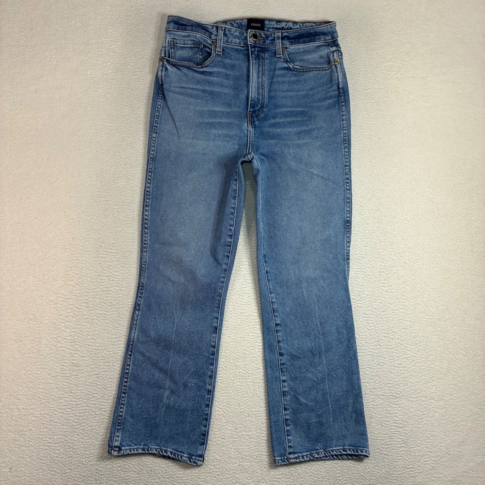 Khaite Benny Crop Flare Jeans Women 30x26 Blue High Rise Stretch Denim Designer